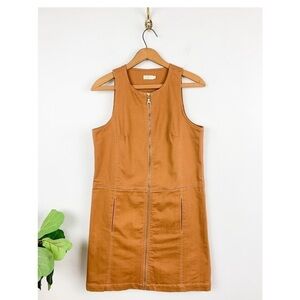 Spartina 449 Brown Denim Sleeveless Zip Front Mini Dress Sz XXL